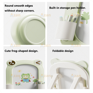 Chevalet de dessin pour enfants réglable en hauteur, tableau magnétique LCD double face avec blocs et tabouret – Vente en gros pour usines de jouets - Product Image 2