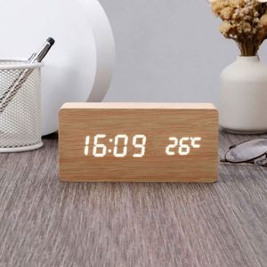 Wholesale Price Modern Decorative Custom Wooden Table Digital Kids Smart <b>LED</b> Light Alarm <b>Clock</b> with Radio for Living Room - Product Image 4