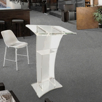 Pupitre moderne en acrylique avec éclairage LED, support de podium, pupitre de réception, sur pied, facile à assembler pour les églises