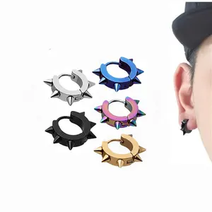 Groothandel Chirurgische Roestvrijstalen Punk Ronde Huggie Oor Piercing Sieraden Spike Hoepel Oorbellen