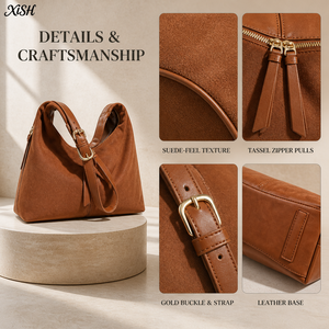 Sac fourre-tout vintage en PU <span class=keywords><strong>XiSH</strong></span> pour femme, grande capacité, sac à bandoulière souple pour boutiques de mode et détaillants - Product Image 2