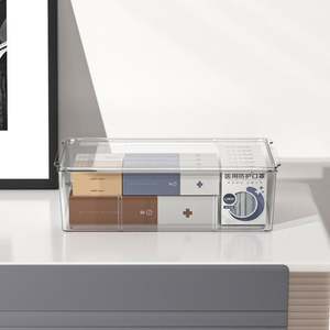 กล่องเก็บของพลาสติกใสขนาดใหญ่กล่องใส่ยาที่จัดระเบียบกระดาษโน้ตแบบถอดออกได้สำหรับเครื่องมือห้องนั่งเล่นแบบพกพา - Product Image 5