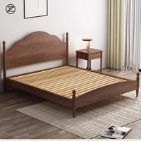 Lit double minimaliste en bois de cerisier massif, style médiéval, pour chambre principale, sur mesure, en bois de perruier pur, pour l'Amérique du Nord