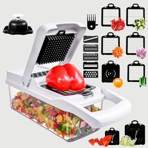 Hot Selling Manual 22-in-1 Multifunctional Stainless Steel <b>Vegetable</b> & Fruit Cutter <b>Chopper</b> with Container - Product Image 1