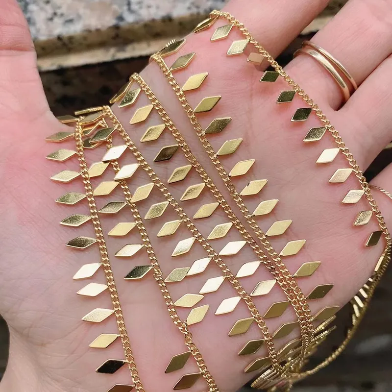 Neueste Trendy Geometry Anhänger 18 Karat Gold Ketten, Simple Style Messing Link Halskette Armband DIY Herstellung Schmuck Zubehör Zubehör