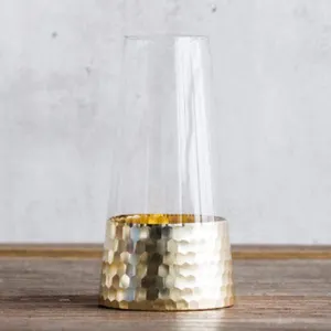 Golden Honeycomb Decor Dining Table Candleholder Clear Gold Vases For Wedding Center Piece