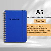 Carnet à spirale A5 personnalisé avec logo, pages lignées épaisses, reliure Wire-O, journal d'affaires, bande élastique, bloc-notes personnalisé