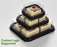 Boîte d'emballage individuelle carrée en PET de qualité alimentaire avec couvercle transparent pour pâtisserie à emporter et emballage cadeau