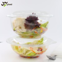 Toptan yeni tasarım 12 16 20 32 24OZ yeniden kullanılabilir tek kullanımlık plastik pet pp rpet büyük salata kasesi kapaklı kapaklı