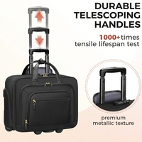 Sacoche pour ordinateur portable à roulettes pour femmes, 17,3 pouces, grand porte-gobelet, verrouillable, isotherme, sac de travail pour enseignantes, sac de voyage, noir