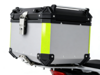 Coffre de moto étanche en alliage d'aluminium argent/noir