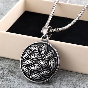 สร้อยคอจี้สแตนเลสสำหรับทุกเพศสไตล์พังก์ลายตาปีศาจดีไซน์เรขาคณิตแบบอสมมาตรเครื่องประดับแฟชั่น - Product Image 2