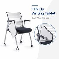Chaise de formation ergonomique pliable en gros avec tablette d'écriture et roulettes silencieuses pour salle de conférence et salle de classe
