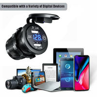 Soket Voltmeter LED Cepat 12-24V dengan Saklar Sentuh, Charger USB Ganda Tipe-C untuk Mobil, Kapal, dan Perahu