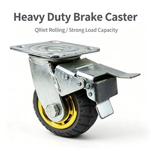 Stainless Steel Iron <b>Rubber</b> Polyurethane 4 Inch Nylon Swivel Caster Wheel Dual Lock Brake Water Resistant Heavy Duty Food Grade - Product Image 5