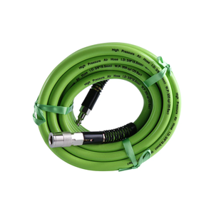 Tuyau d'air hybride léger et robuste 3/8\", tuyau de compresseur <span class=keywords><strong>flexible</strong></span> tout temps avec embout de raccordement et limiteur de flexion 26-252 pieds - Product Image 1