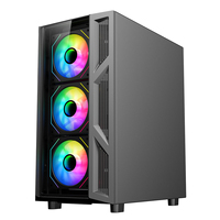 Ruix P31 casing komputer Desktop transparan, casing komputer menara sedang ATX modis dengan tipe-c untuk Game & bekerja (kaca)