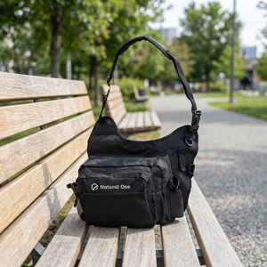 Sac à bandoulière de pêche à la mouche en polyester imperméable à une face, avec porte-canne intégré, pour activités de plein air, modèle Natural One P60, conception monocouche - Product Image 3