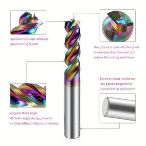 أداة طحن ملونة ثلاثية الشفرات بتجويف على شكل حرف U لطحن الألومنيوم، أداة طحن 3 مم مطلية بـ DLC، أدوات طحن مربعة للألمنيوم - Product Image 4