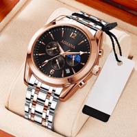 Montre-bracelet Debonair Gentleman, étanche 30m, bracelet en acier, cadran lumineux, boîtier rond, idéale pour le bureau, les réunions et les affaires