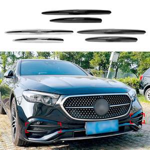 Mercedes-Benz E-Class W214 S214 Front Bumper Grille Trim Carbon Fiber Piano Black Electroplated Silver Decal Modification - Product Image 1