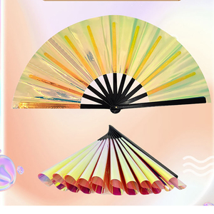 Éventail Holographique Kung Fu de 33 cm avec Côtes en Plastique PVC, Éventail Laser pour Spectacles de Bar et Scène, Éventail Irisé à Clipser pour Boîte de Nuit - Product Image 5