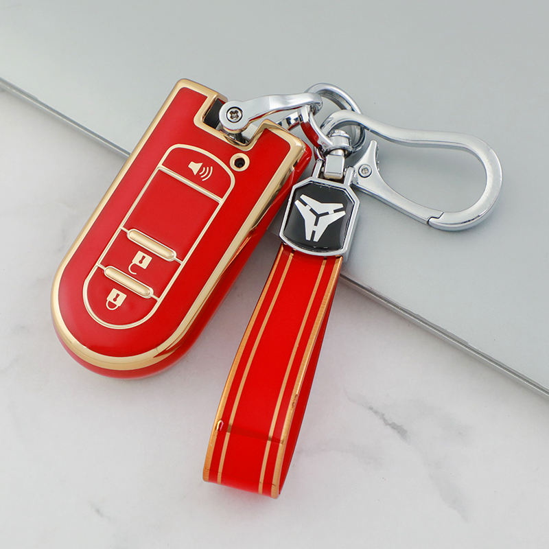 Couvercle 3 boutons de type C + porte-clés TPU-Rouge