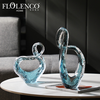 Objets de décoration d'intérieur de luxe Flolenco, artisanat pour salon, sculpture abstraite en verre liquide dansant, décorations de table pour la maison