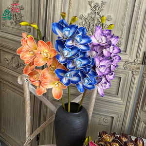 Fleur artificielle d'orchidée Cymbidium, fleur en soie, décoration intérieure, décoration de mariage, décoration de la maison, style européen - Product Image 3