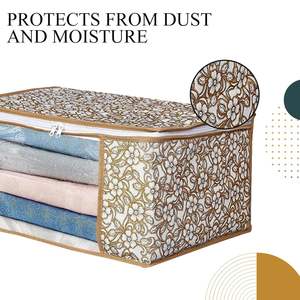 Chiku marron haute qualité Transparent Saree sac de rangement à la main Saree travail Saree couverture pour femmes au prix de gros - Product Image 3