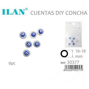 Perline di conchiglia ILAN 16-18 mm Occhi Blu per fai da te, 6 pz - Product Image 3