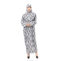Calligraphie Imprimer Abaya À Capuche À Manches Longues Étage Longueur Modeste Robe Polyester Prière Porter Moyen-Orient Style