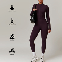 Combinaisons de yoga décontractées MIQI, coupe ajustée, respirantes, demi-zip, manches longues pour femmes