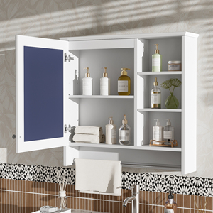 Gabinete de espejo para montar en la pared de 30 pulgadas con estante ajustable y bisagras de cierre suave para tocador de baño - Product Image 4