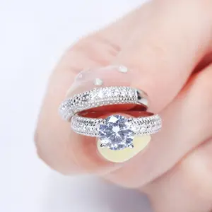 9K/10K/14K/18K weißes Gold echter Mossan-Ring 8 mm runde Form 2ct Moissanit Diamantschmuck-Ring-Set mit GRA-Zertifikat für Damengeschenk