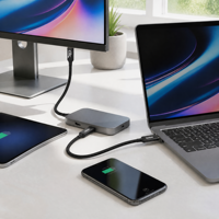 Câble USB-C USB3.2 Gen 2 10 Gbps 100 W PD 4K/60 Hz en alliage d'aluminium tressé compatible avec ordinateur portable, moniteur, VR