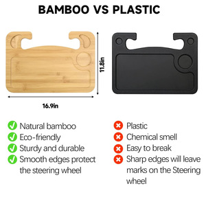 Four Directions Bamboo <b>Car</b> <b>Table</b> 40x30x1.2cm Seat Back Tray With Cup Holder For Kids Eating - Product Image 4