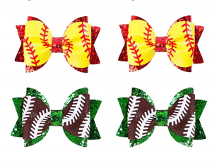 <span class=keywords><strong>Bandeau</strong></span> de <span class=keywords><strong>sport</strong></span> européen et américain imprimé de baseball pour enfants Clip latéral rouge à paillettes Ruban à nœud Pince complète Accessoire de fête en plastique - Product Image 2