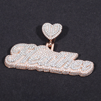 Collier Pendentif Nom 3D Personnalisé en Argent Sterling 925, Bijoux Hip Hop Iced Out, Diamant Moissanite VVS pour Hommes et Femmes
