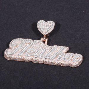 Collana con Ciondolo 3D Personalizzato Hip Hop, in Argento Sterling 925 con Diamanti Moissanite VVS Incassati, Ciondolo Lettera Personalizzata per Uomo e Donna - Product Image 3