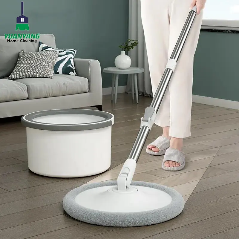 Pel air bening dan air kotor, pel pembersih rotasi lantai, ember tunggal, peralatan rumah tangga mudah berputar