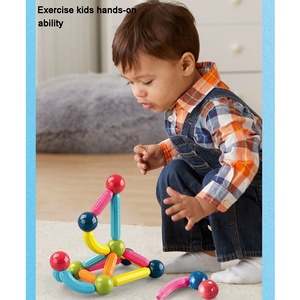 46 Uds. DIY bloques de construcción magnéticos creativos juguetes apilables Barra de palos magnéticos 3D educativos y bolas con caja de almacenamiento portátil - Product Image 2