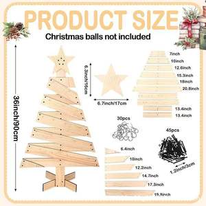 Creative Wooden Christmas Tree Decorations Natural Wood Color Foldable Battery Operated Multicolored <b>Lights</b> Easy Installation - Product Image 3