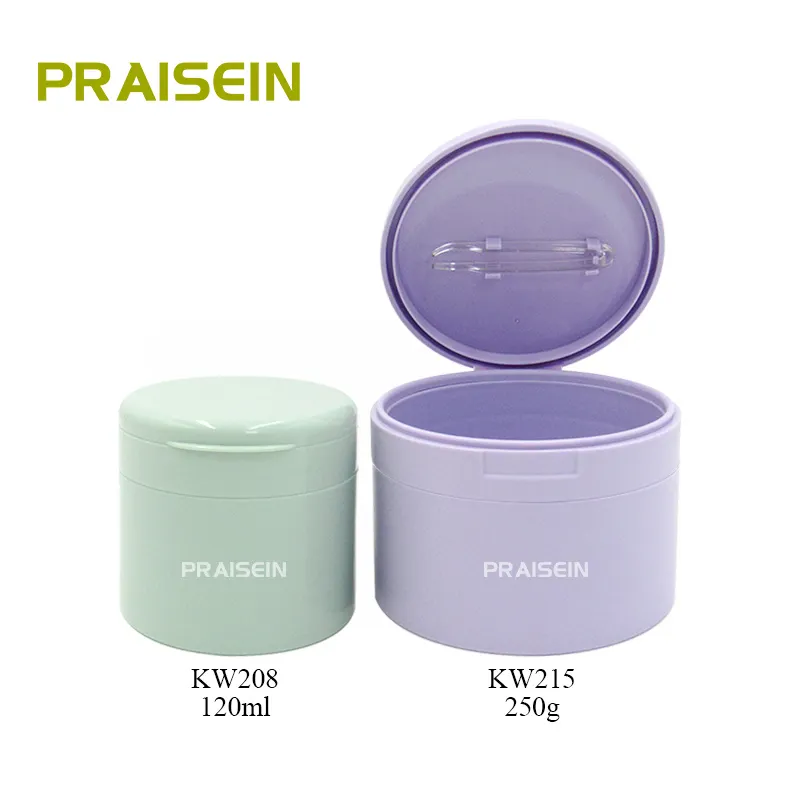 Ökologisch-schöne kosmetische Plastikdose 120 ml 250 g runde Augenmaske Dose Toner Baumwoll-Batterie Dose mit Clip