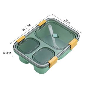 กล่องใส่อาหารพลาสติกแบบพกพา 3 ช่อง สำหรับใส่อาหารกลางวันหรือปิกนิก - Product Image 5