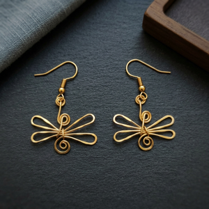 Gold Dragonfly Drop Earrings Handmade Brass Twist Wire Jewelry Lightweight <b>Wedding</b> Party <b>Accessory</b> - Product Image 3