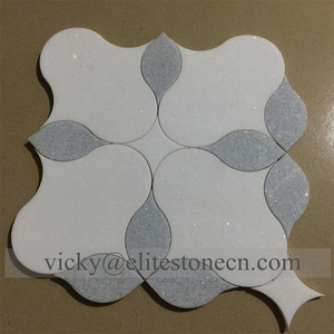 Schomex Carrara混合ホワイトThassosウォータージェットアート花大理石モザイクタイル10mm厚さモダン寄木細工 - Product Image 2