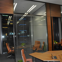 Custom Size Transparent Soundproof Aluminum Office Glass Wall Partition Top Selling for Living Room Home Office Made Guangdong