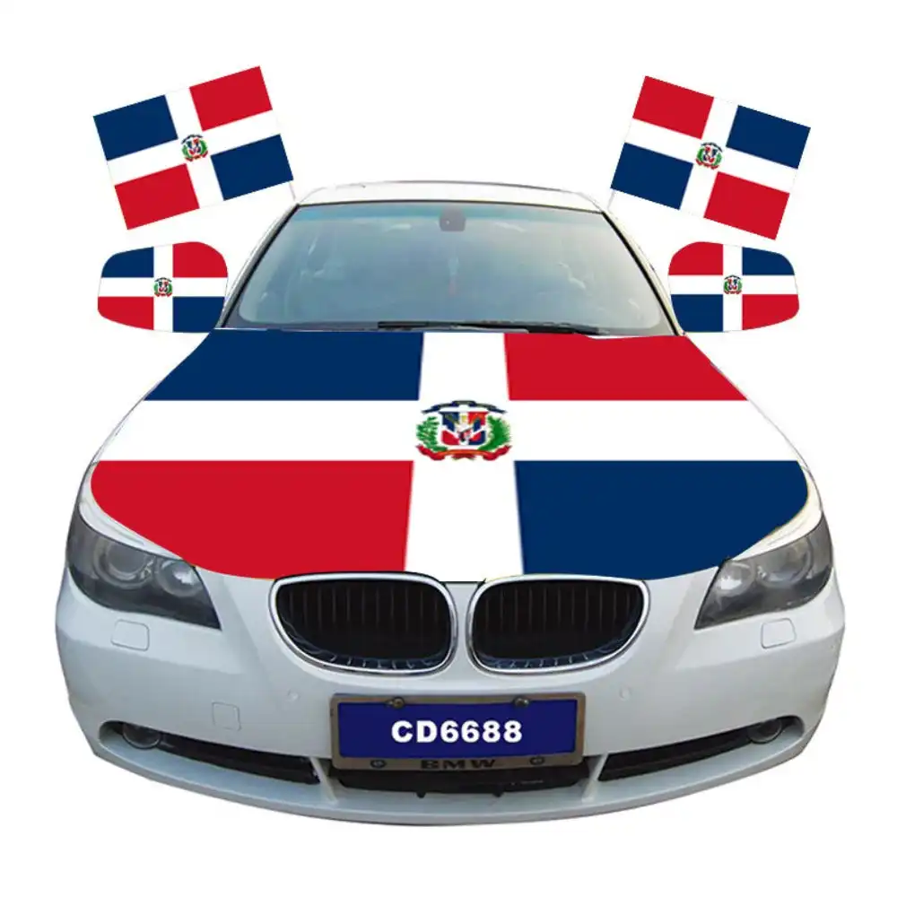 Drapeaux de voiture Sunshine Custom Latin America Couverture de capot moteur dominicain Drapeaux de capot de fenêtre de voiture