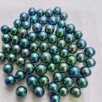Perles d'eau douce rondes bleues teintées de haute qualité certifiées CMA Tianmeng de qualité AAA de 11 mm, non poreuses, pour la fabrication de bijoux